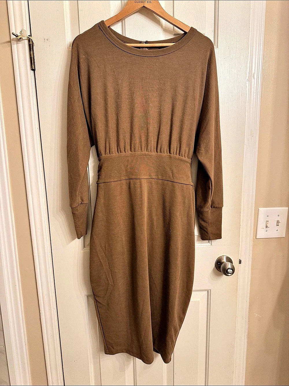 Fashion Nova Rhea Long Sleeve Ribbed Midi Dress Brown Size 1XL